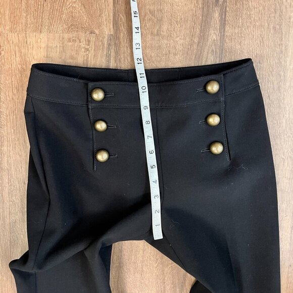 Express Retro Look Black 70’s Sailor High-Waisted Gold Button Flare Dress Pant 6 - Picture 7 of 11